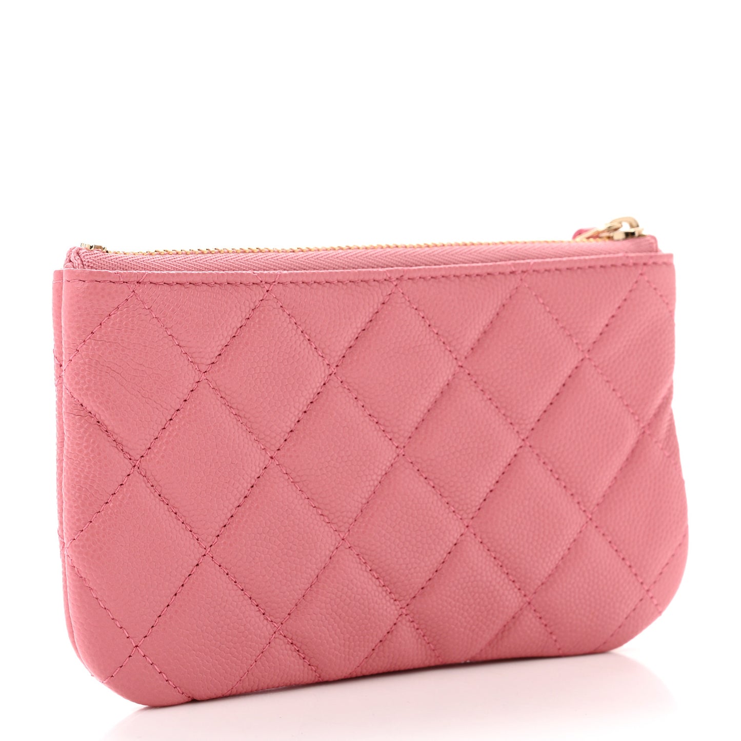 Caviar Quilted Small Cosmetic Case Dark Pink