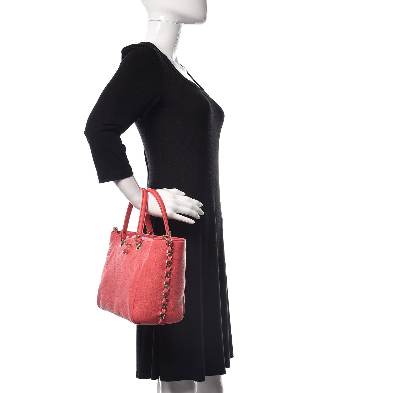 Chanel Bullskin Stitch Small Shopping Tote Pink 3 of 11
