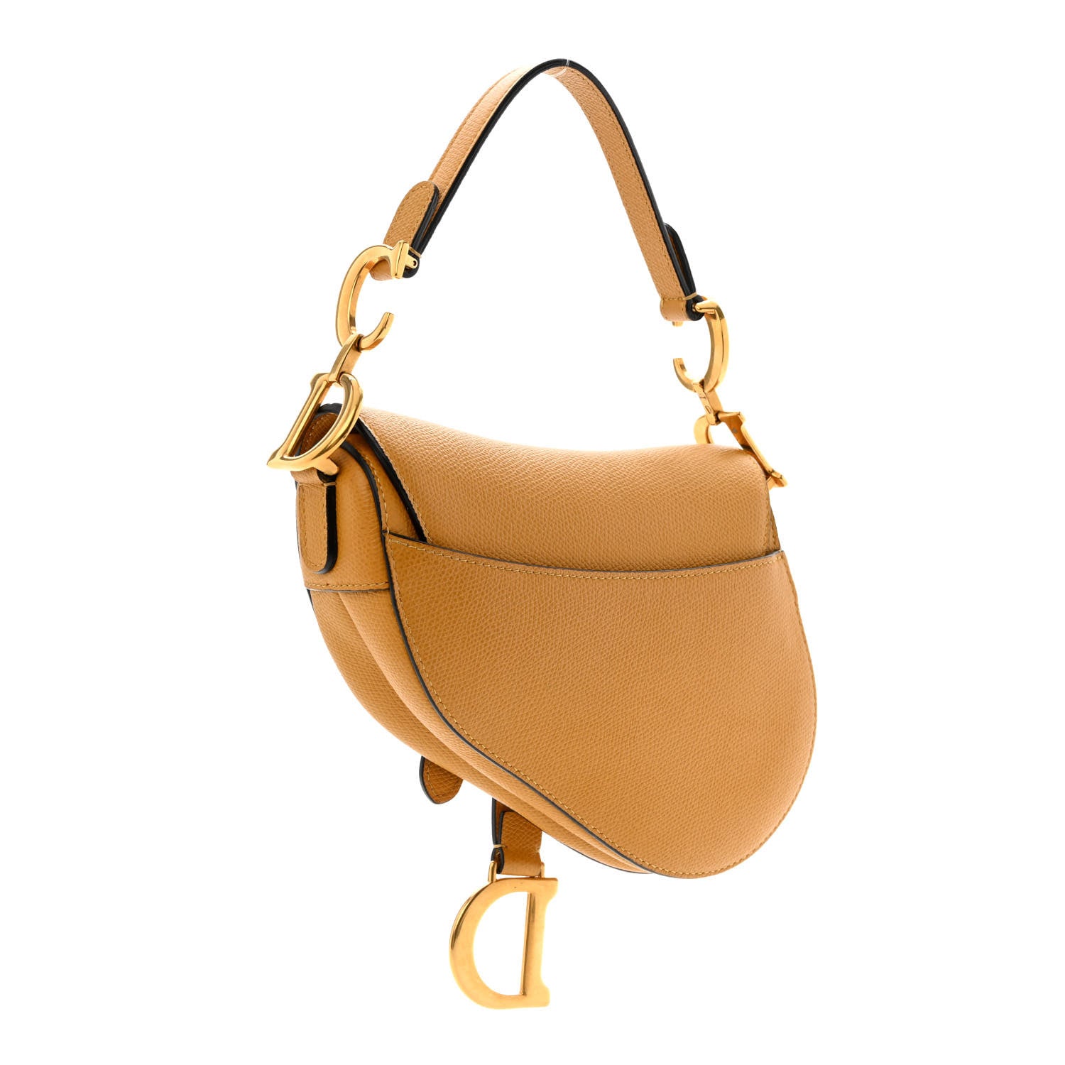Christian Dior Grained Calfskin Mini Saddle Bag Dark Yellow 3 of 10