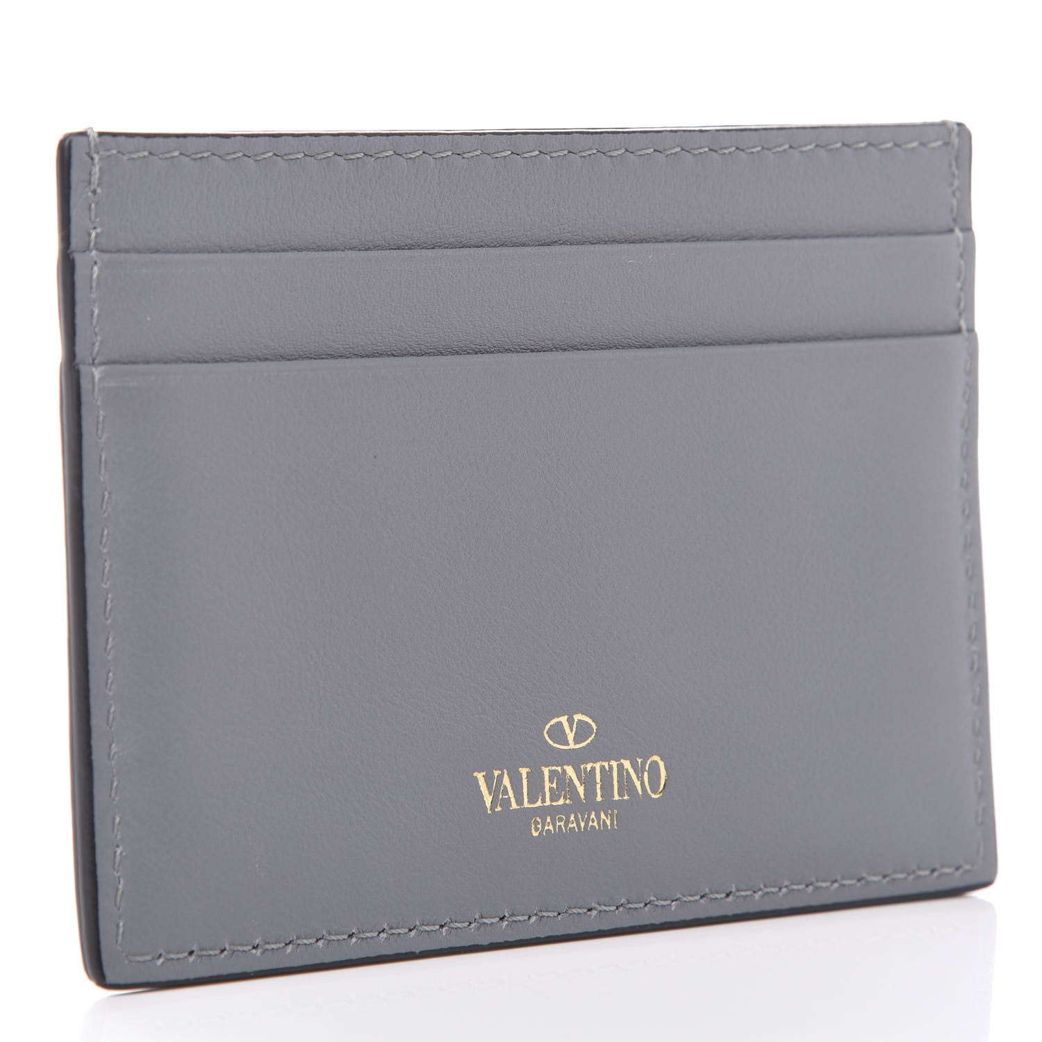 Valentino Garavani Vitello Rockstud Card Holder Grey 3 of 7