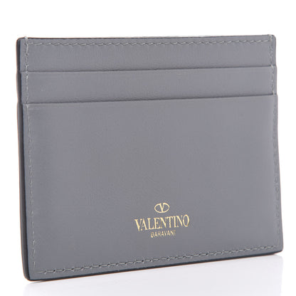 Valentino Garavani Vitello Rockstud Card Holder Grey 3 of 7