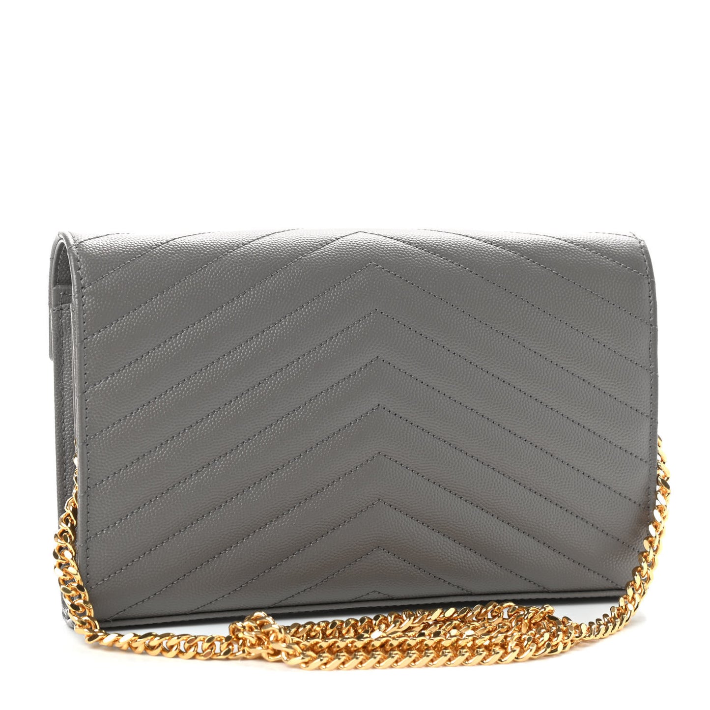 Grain De Poudre Matelasse Chevron Monogram Chain Wallet Fog