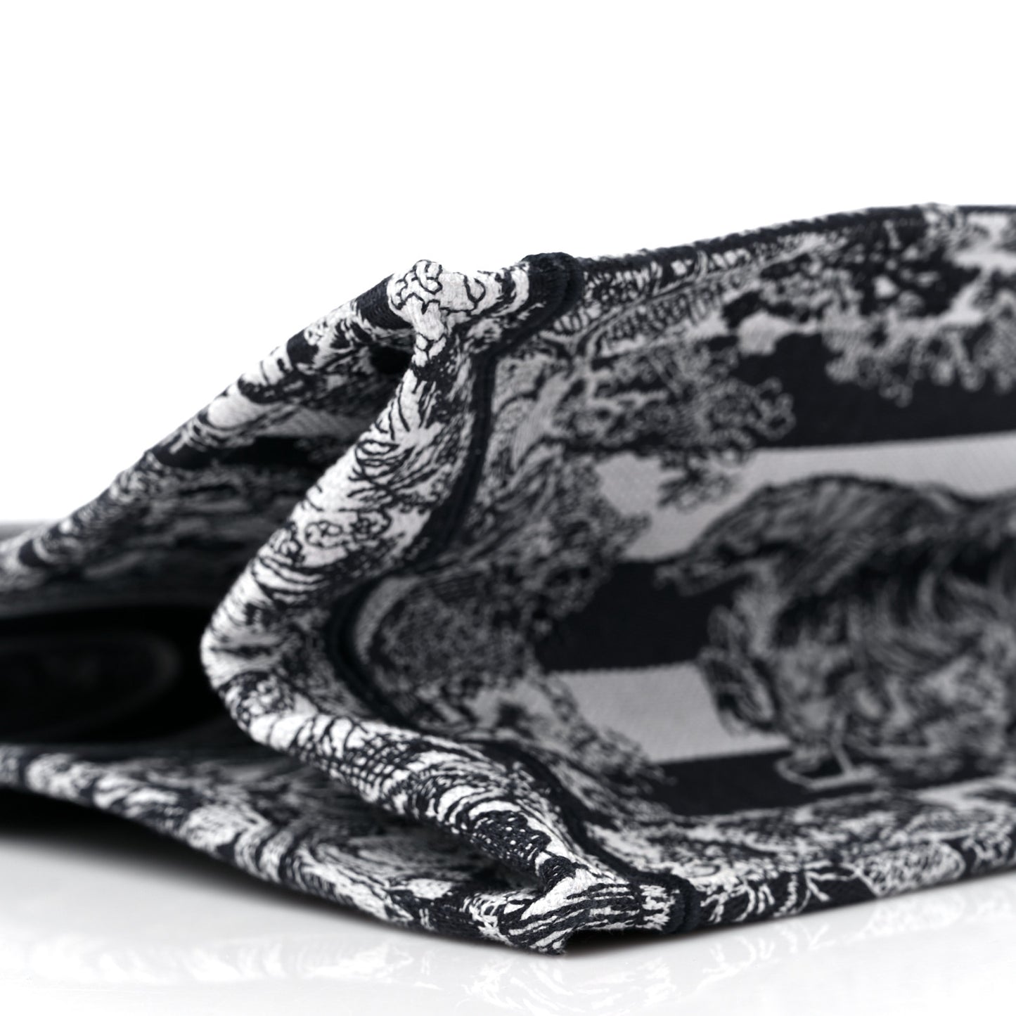 Canvas Embroidered Large Dioriviera Reverse Striped Toile De Jouy Book Tote Black White