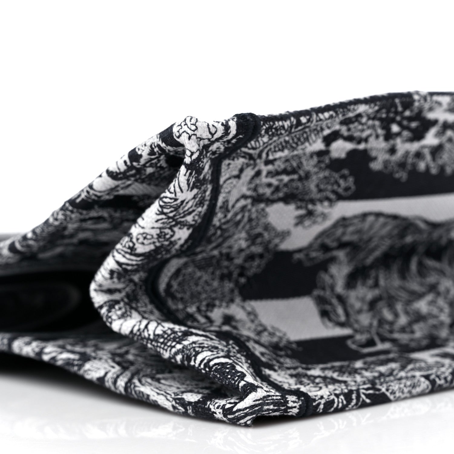 Christian Dior Canvas Embroidered Large Dioriviera Reverse Striped Toile De Jouy Book Tote Black White 8 of 10