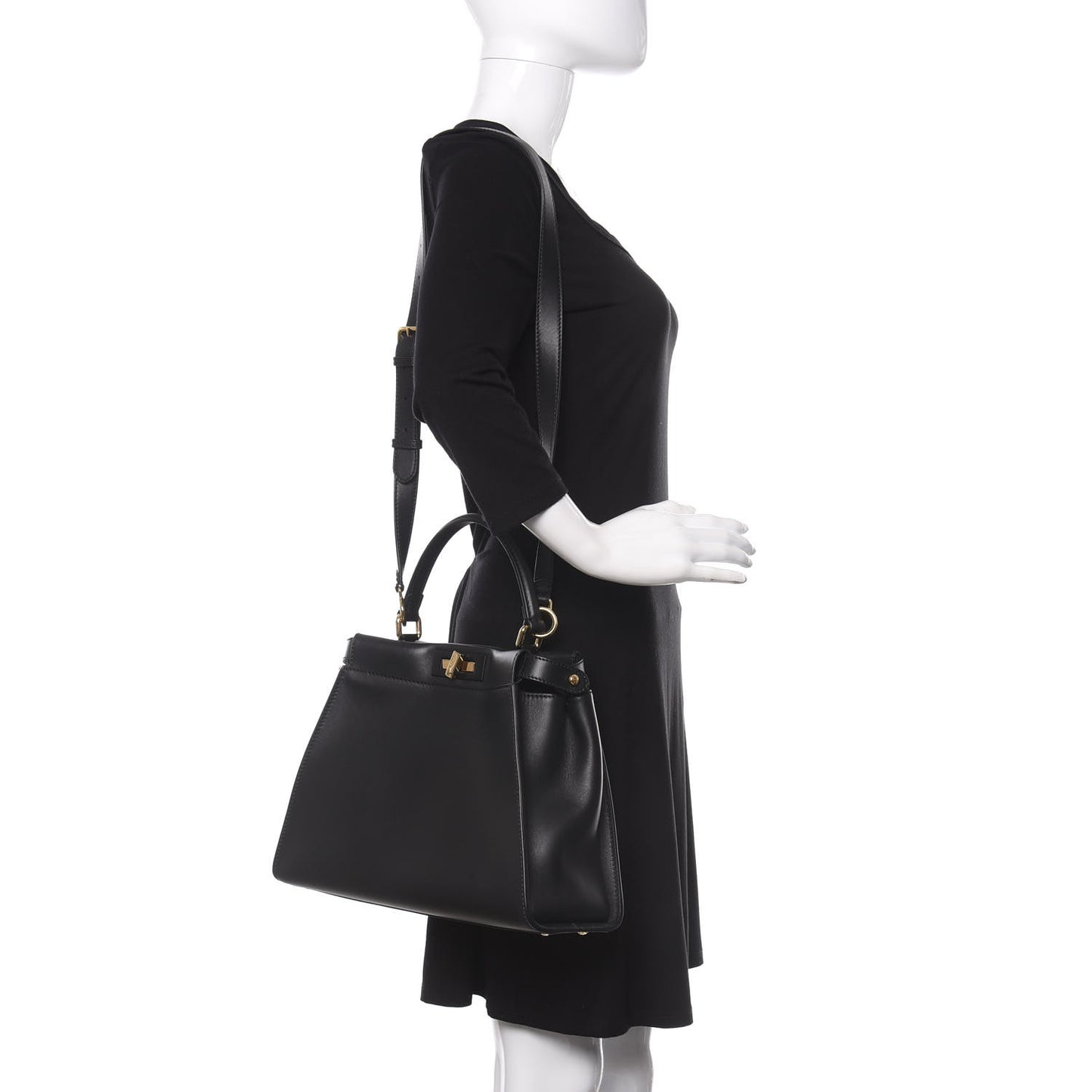 Vitello Seta Monster Eyes Medium Peekaboo Iconic Satchel Black