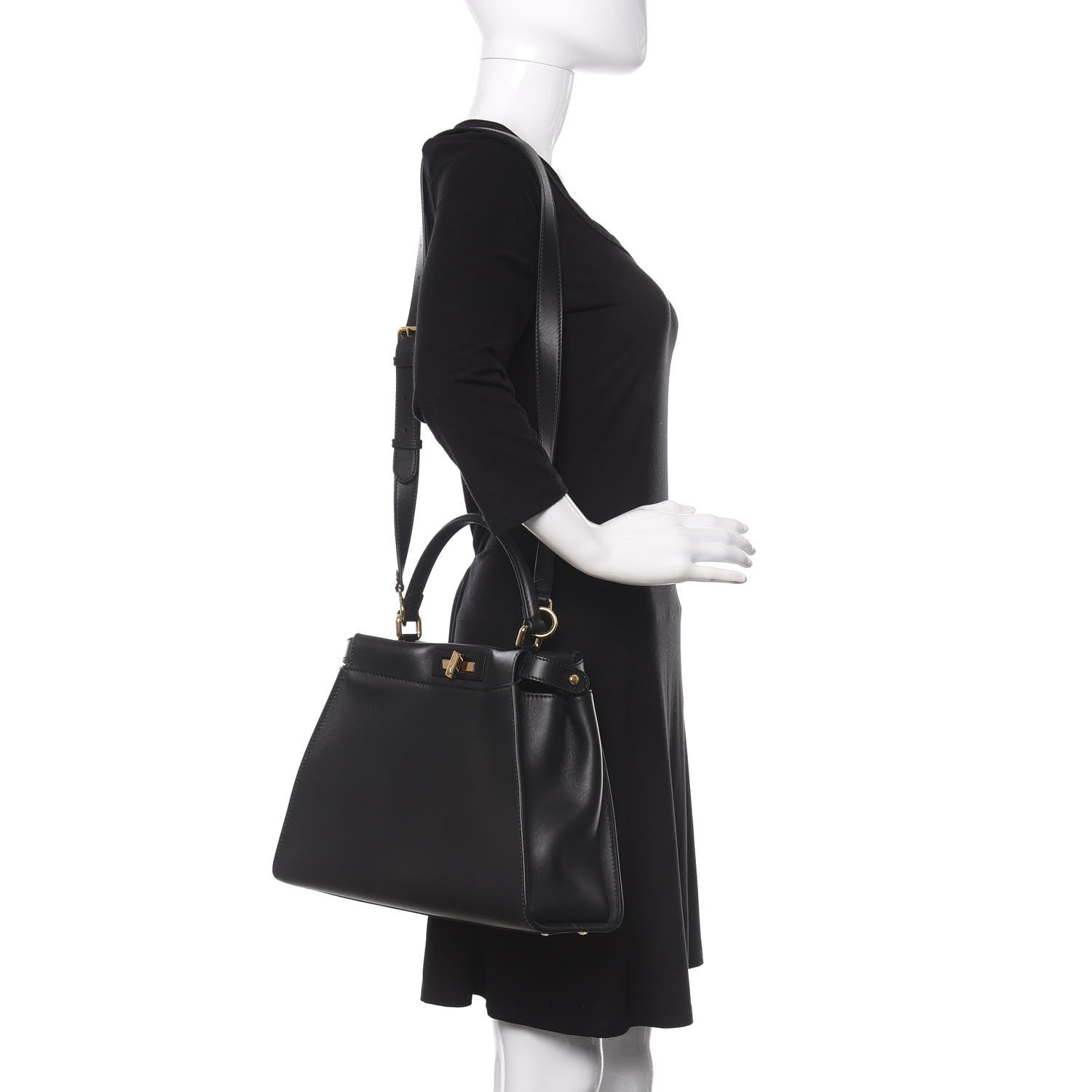 Fendi Vitello Seta Monster Eyes Medium Peekaboo Iconic Satchel Black 2 of 10