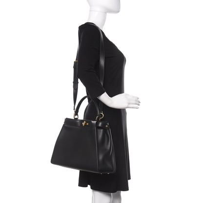 Fendi Vitello Seta Monster Eyes Medium Peekaboo Iconic Satchel Black 2 of 10