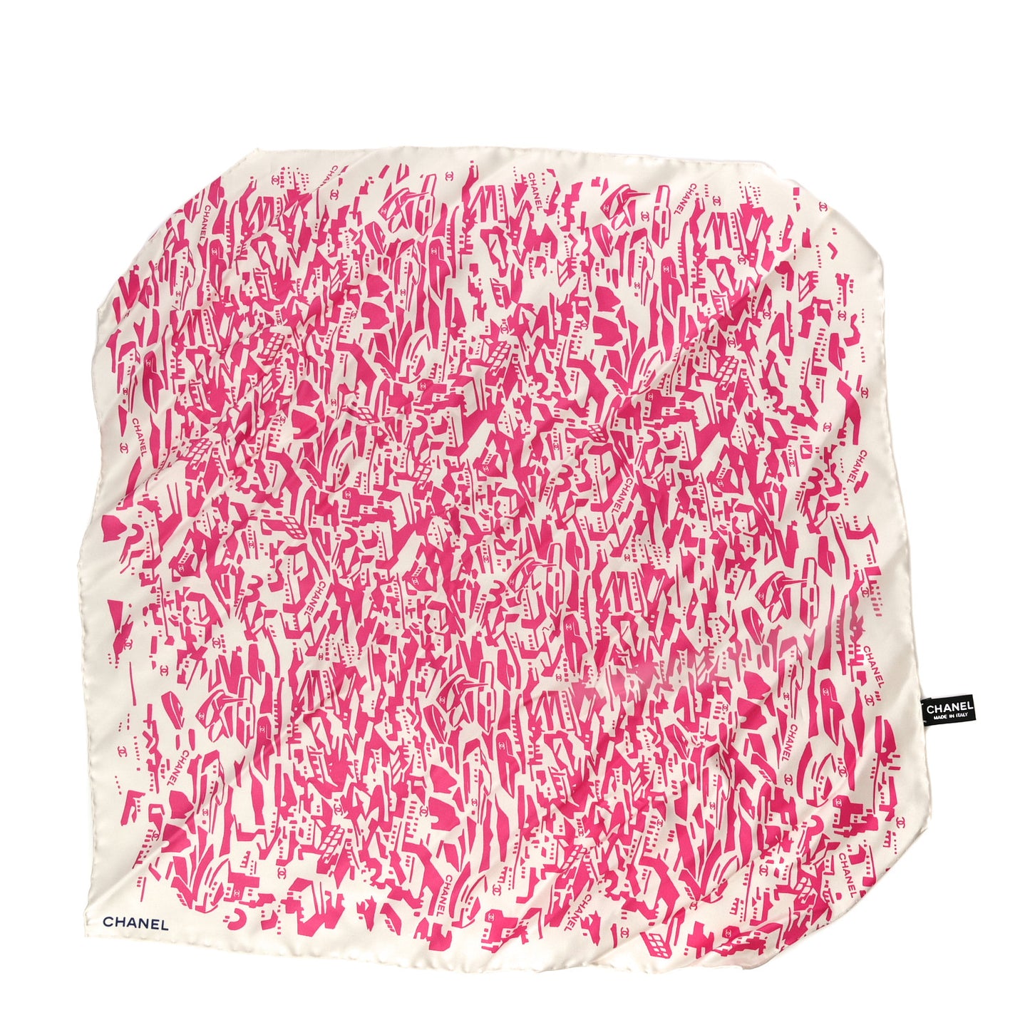 Silk Twill Hair Scarf Pink Ecru
