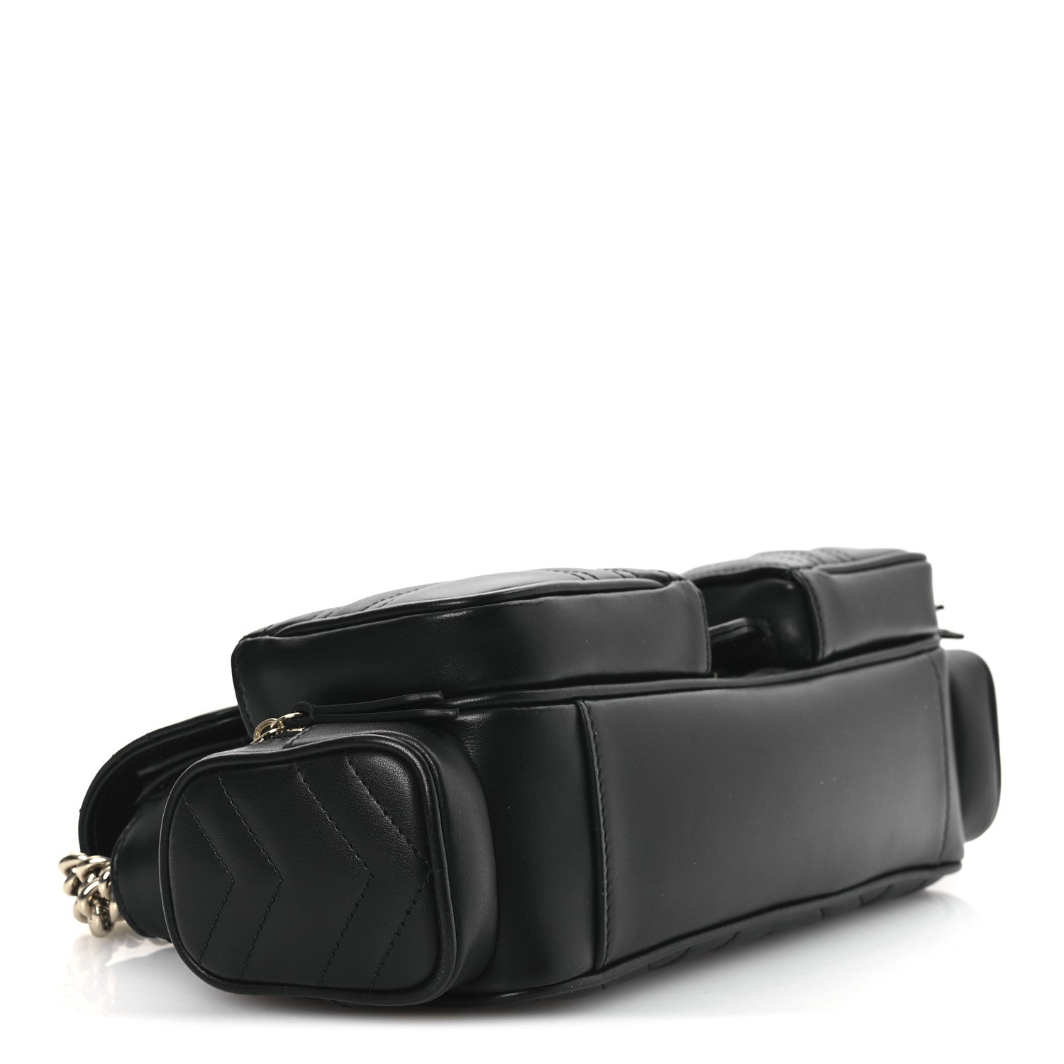 Gucci Calfskin Matelasse Small GG Marmont Multi Pocket Shoulder Bag Black 4 of 10