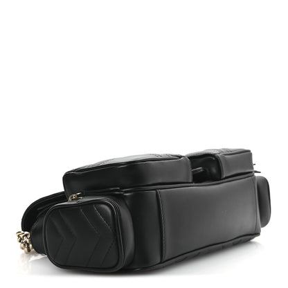 Gucci Calfskin Matelasse Small GG Marmont Multi Pocket Shoulder Bag Black 4 of 10
