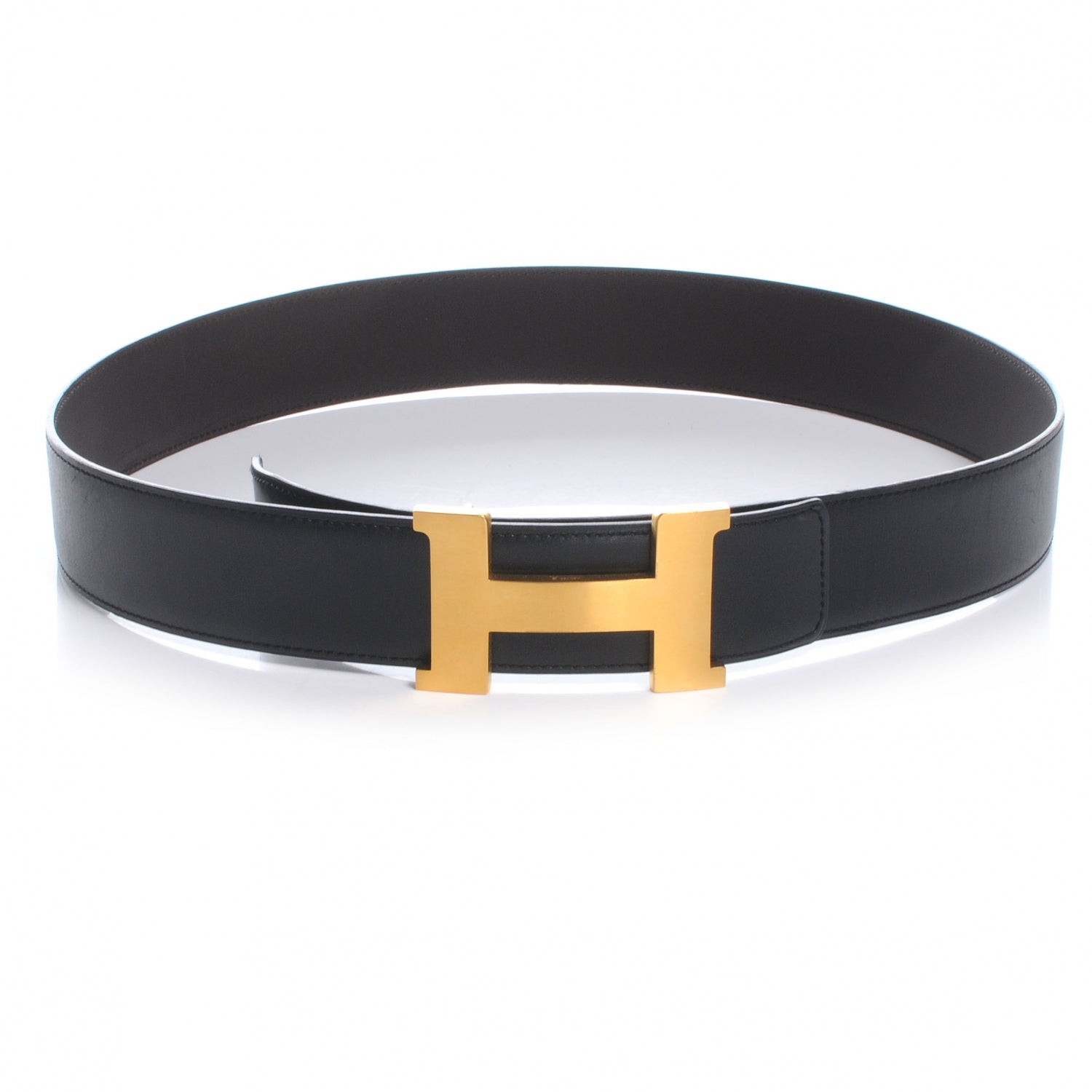 Hermes Mens Leather Reversible Constance H Belt 90 Noir Chocolate 1 of 6