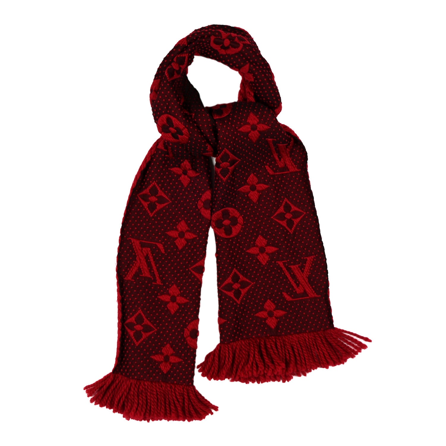 Louis Vuitton Wool Silk Logomania Scarf Rubis 1 of 3
