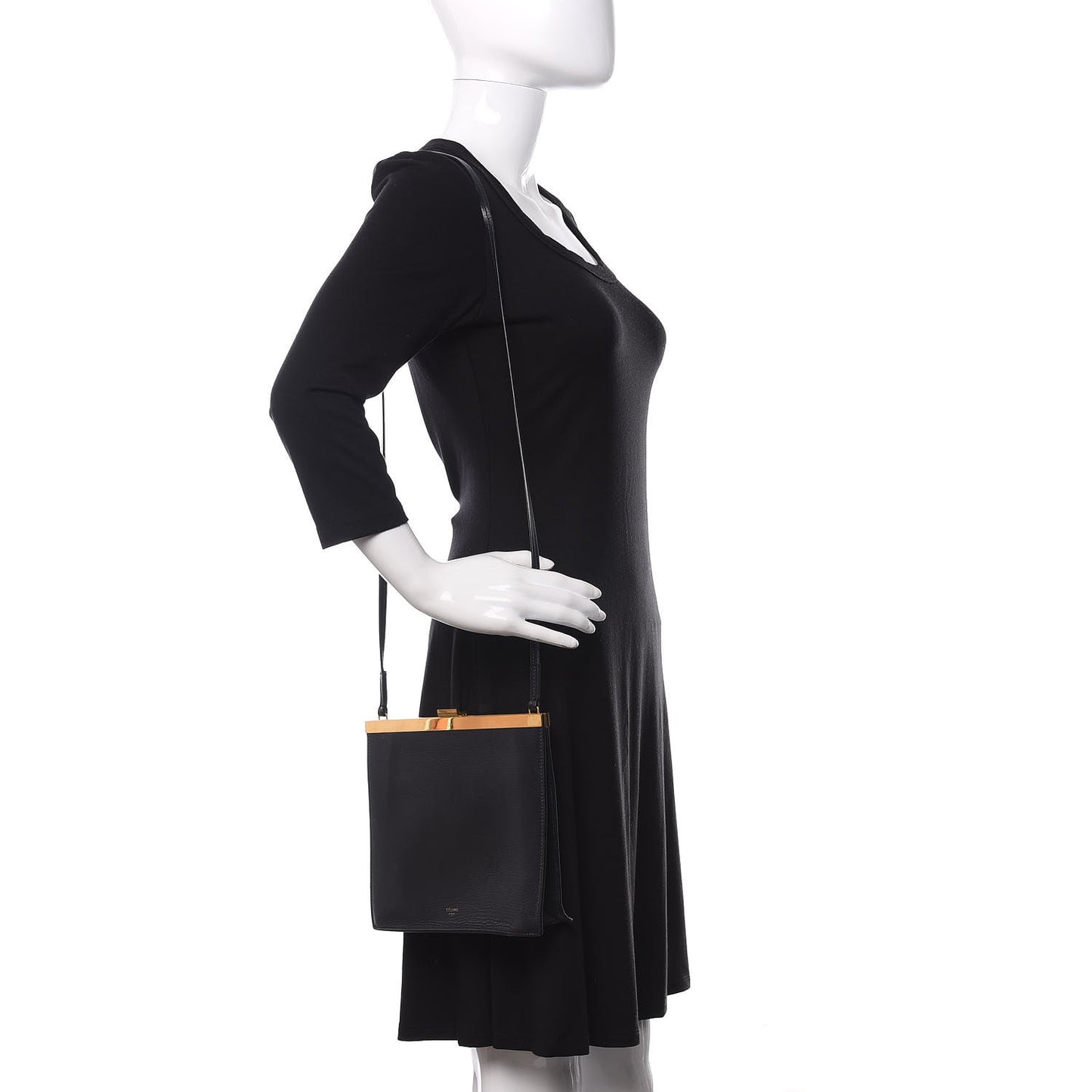 Smooth Calfskin Mini Clasp Bag Black