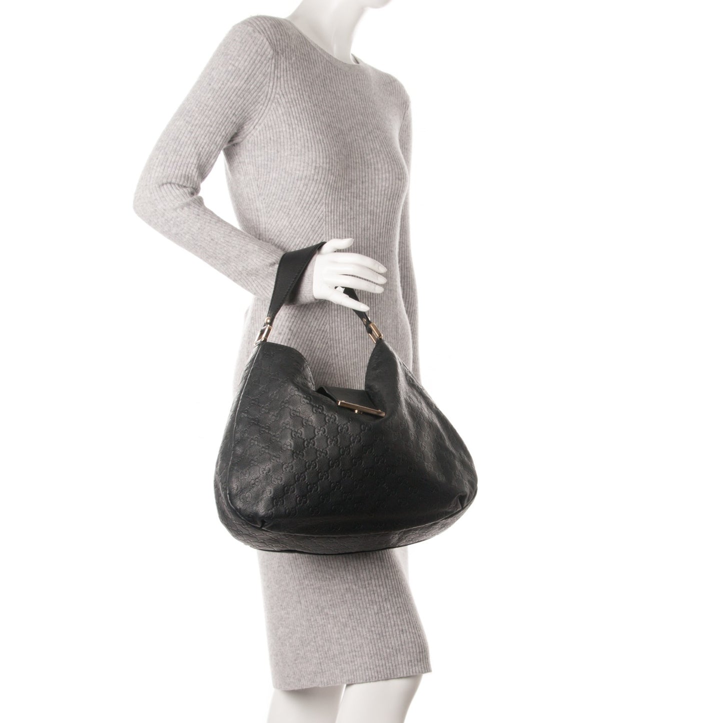 Guccissima Large New Ladies Web Hobo Black