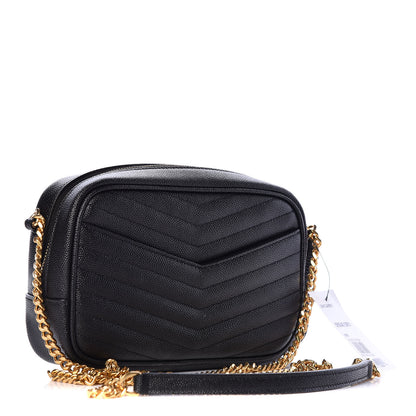 Saint Laurent Grain De Poudre Matelasse Monogram Mini Lou Camera Bag Black 3 of 12