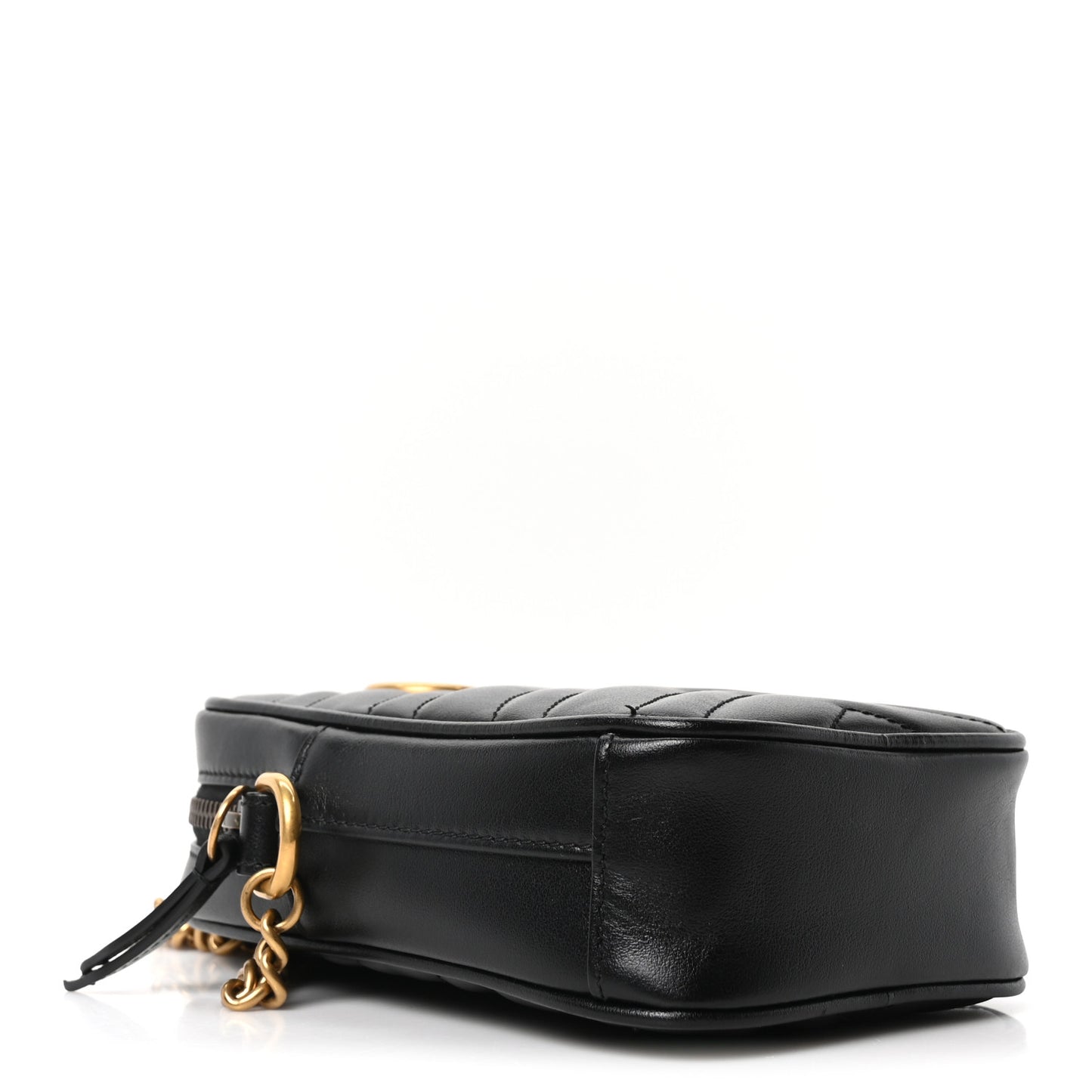 Calfskin Matelasse Mini GG Marmont Crossbody Bag Black