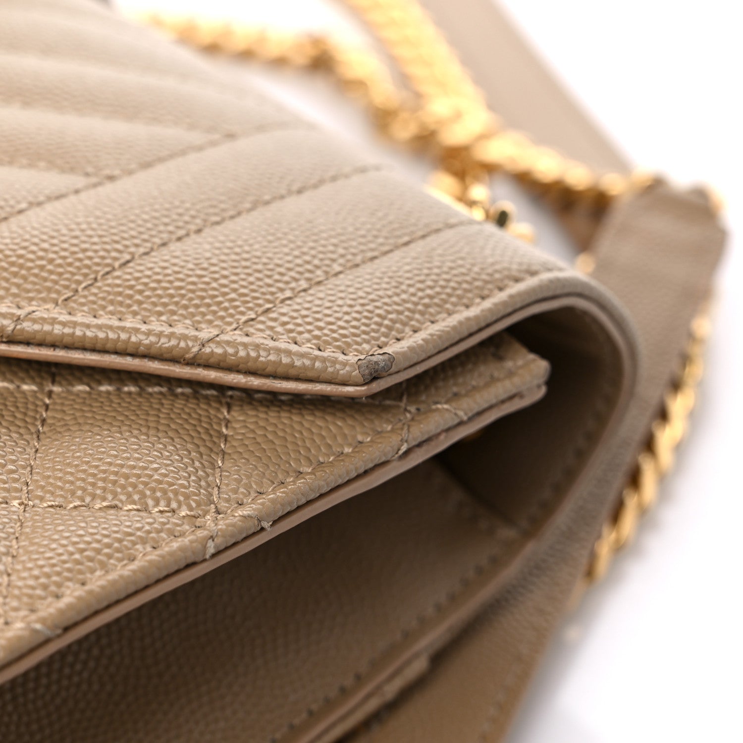 Saint Laurent Grain De Poudre Textured Mixed Matelasse Medium Triquilt Monogram Satchel Natural Tan 16 of 18