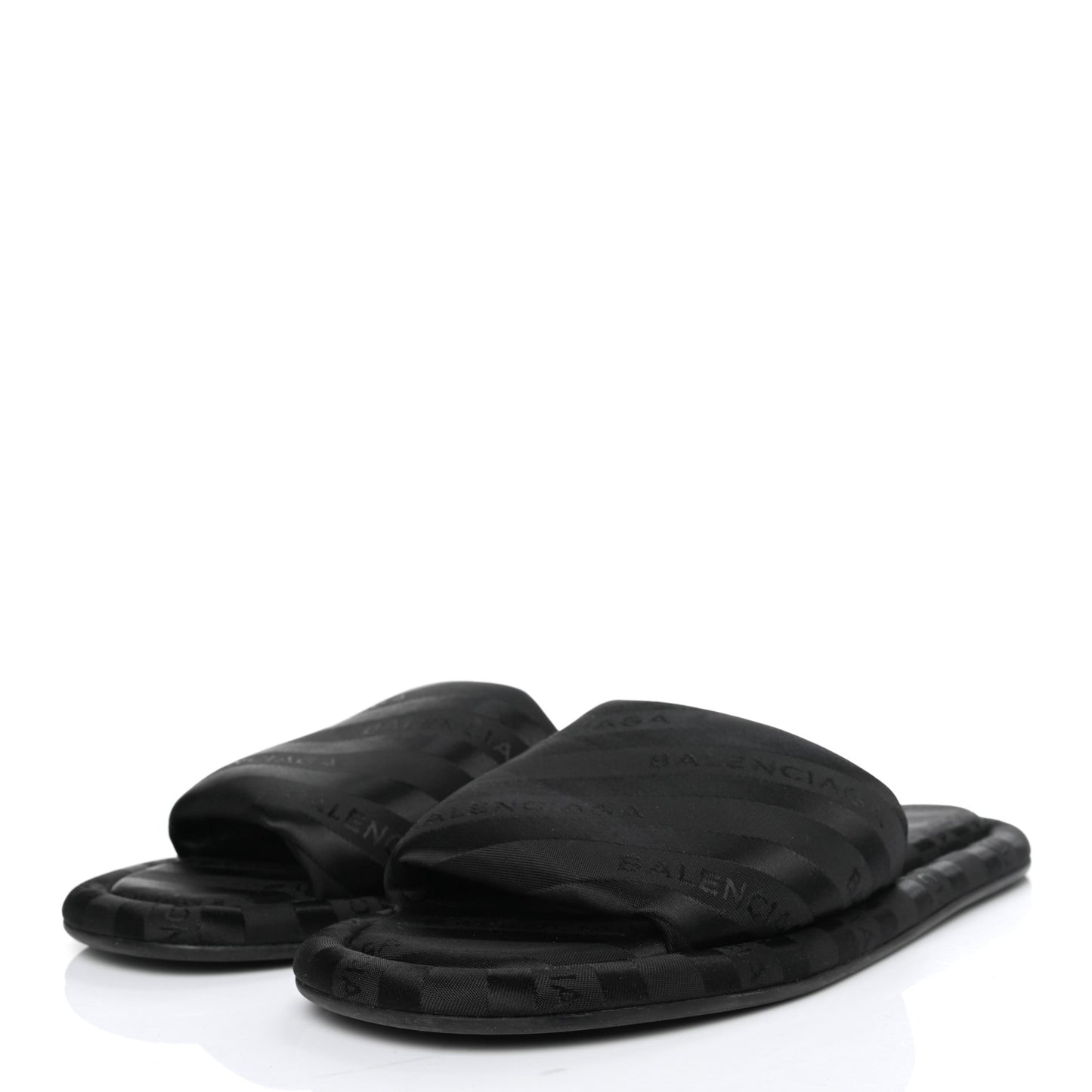 Nylon Jacquard Diagonal Logo Hotel Slide Sandals 35 Black