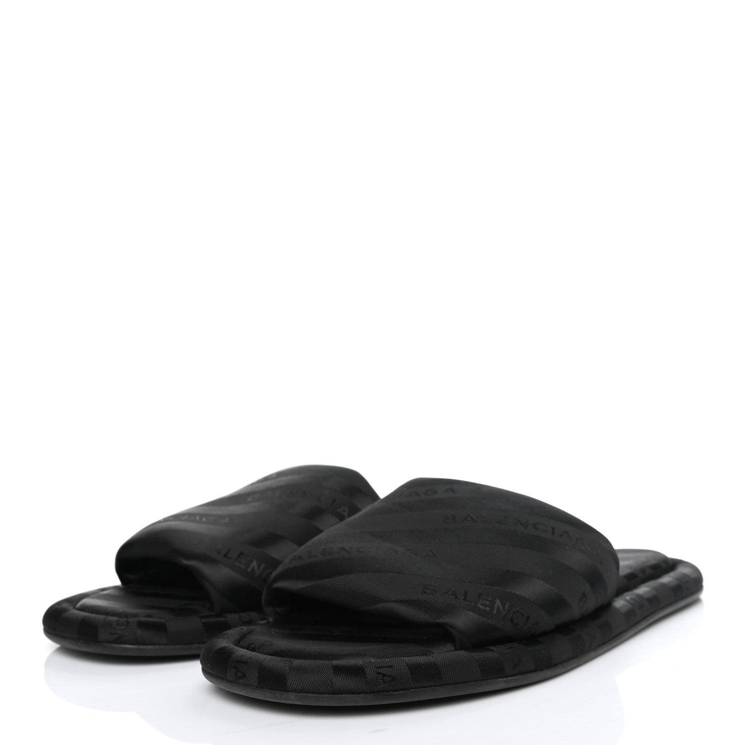 Balenciaga Nylon Jacquard Diagonal Logo Hotel Slide Sandals 35 Black 3 of 6