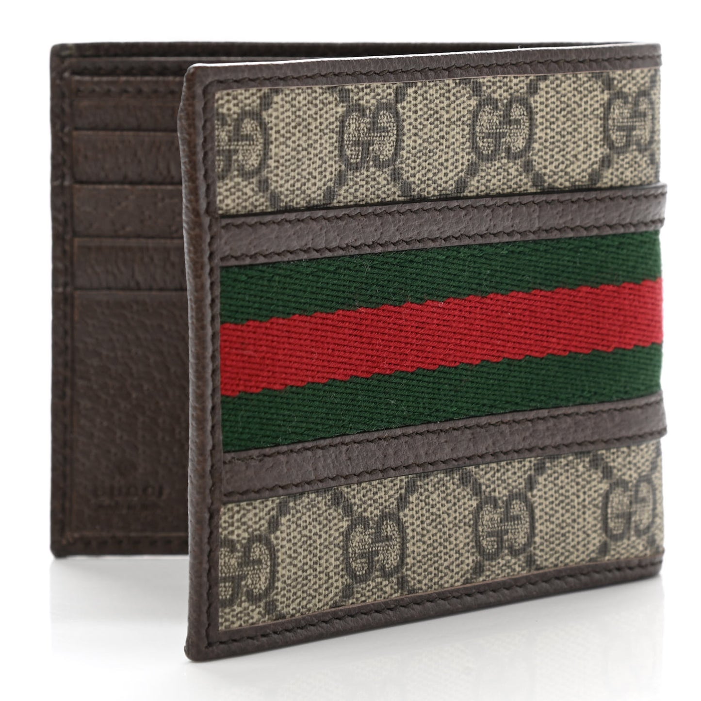 GG Supreme Monogram Web Mens Ophidia Bi-Fold Coin Wallet Beige New Acero