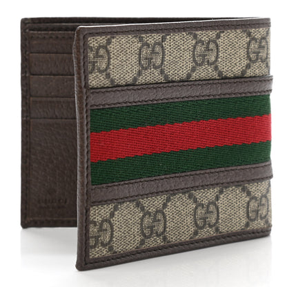 Gucci GG Supreme Monogram Web Mens Ophidia Bi-Fold Coin Wallet Beige New Acero 3 of 8