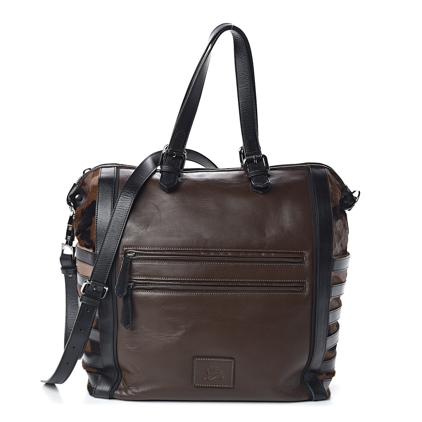 Calfskin Pony Hair Maurice Shopping Carryall Bag Coffee