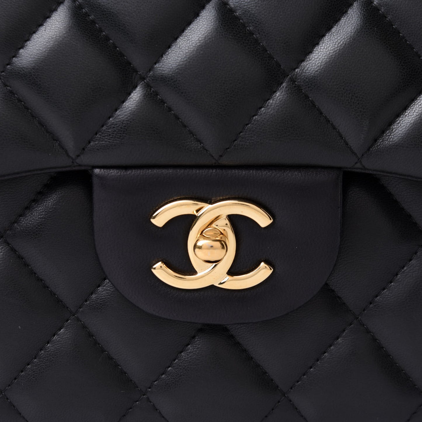 Lambskin Quilted Jumbo Double Flap Black