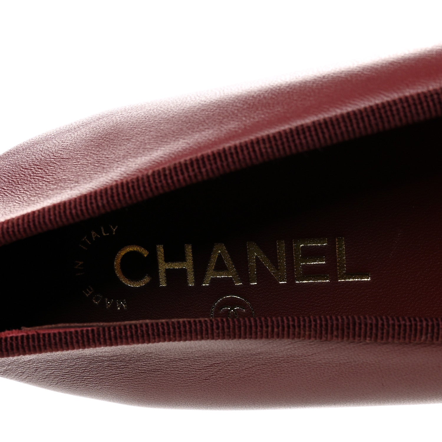 Chanel Lambskin Cap Toe CC Ballerina Flats 37 Burgundy Black 7 of 10