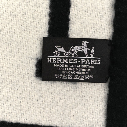 Hermes Wool Cashmere Avalon III Blanket Ecru Black 3 of 3