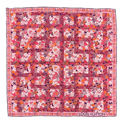 Louis Vuitton Silk Floral Print Square Scarf Pink 1 of 3