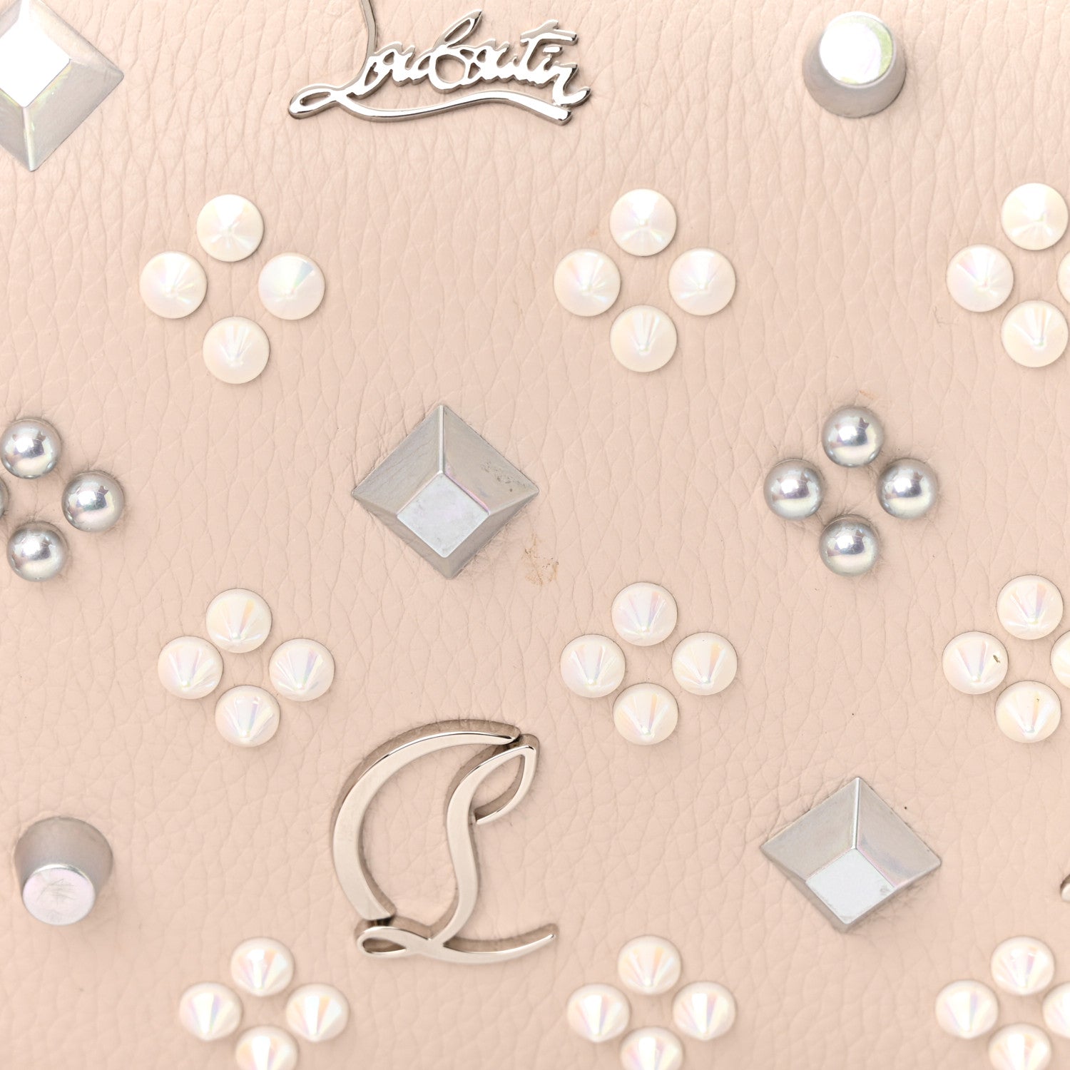 Christian Louboutin Grained Calfskin Spikes Loubinthesky Paloma Clutch Leche 15 of 15