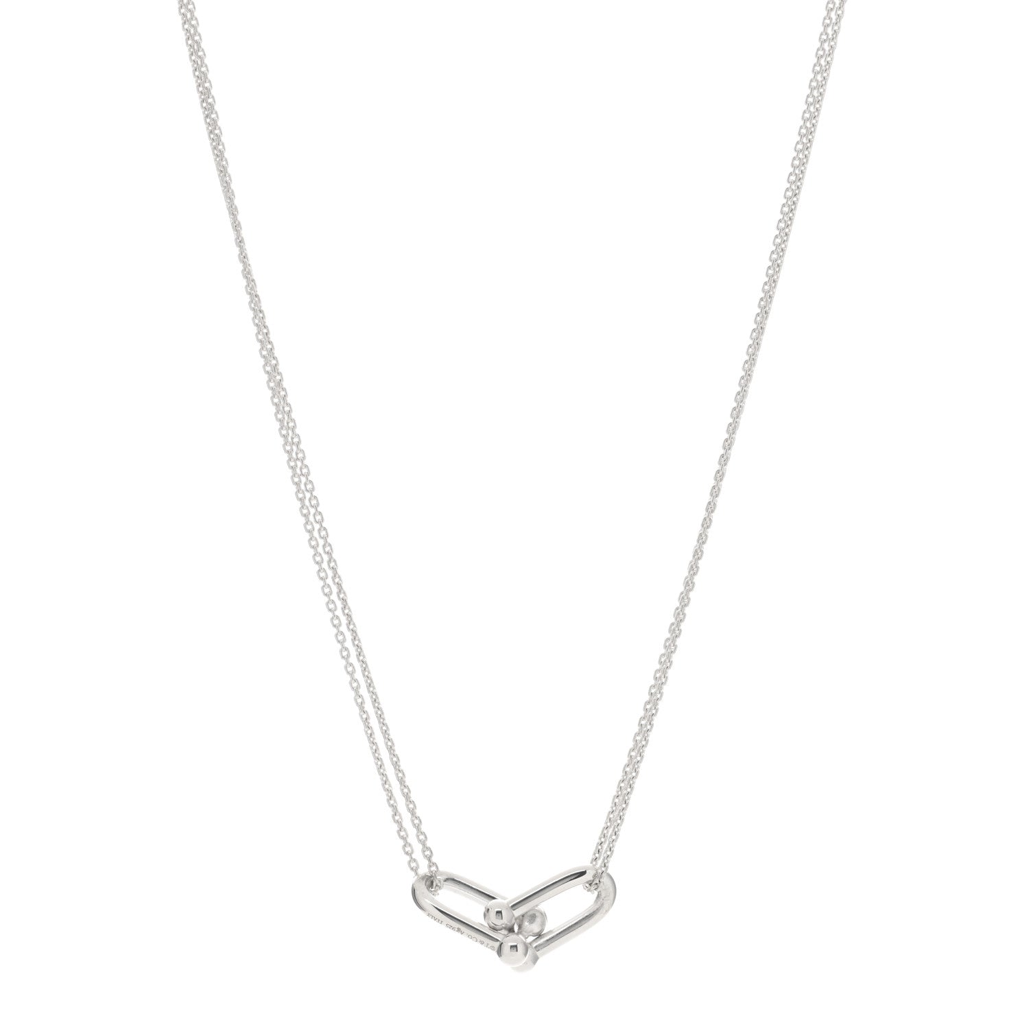 Tiffany Sterling Silver Double HardWear Link Pendant Necklace 1 of 3