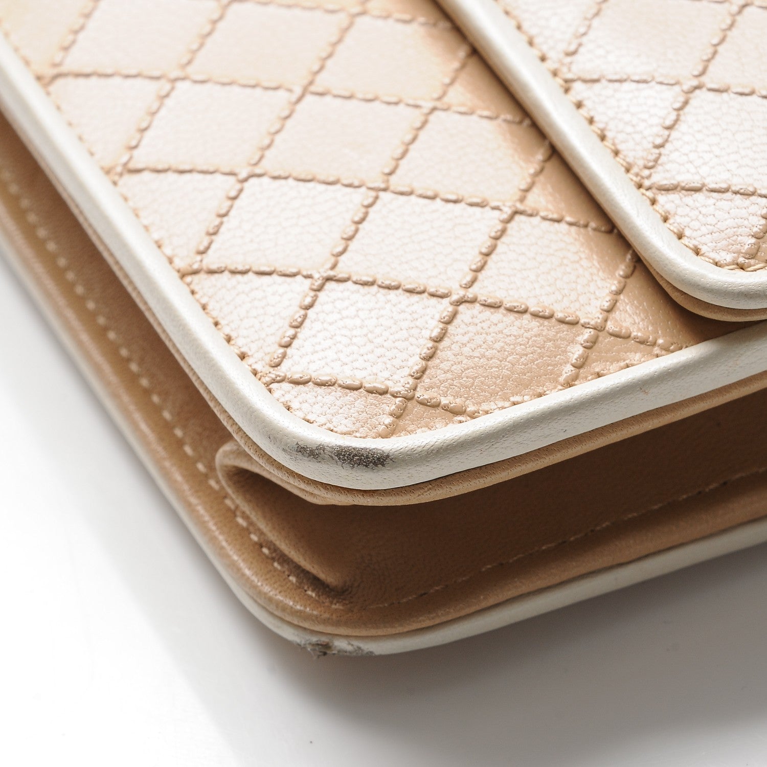 Chanel Calfskin Quilt Embossed CC Wallet On Chain WOC Beige 9 of 12