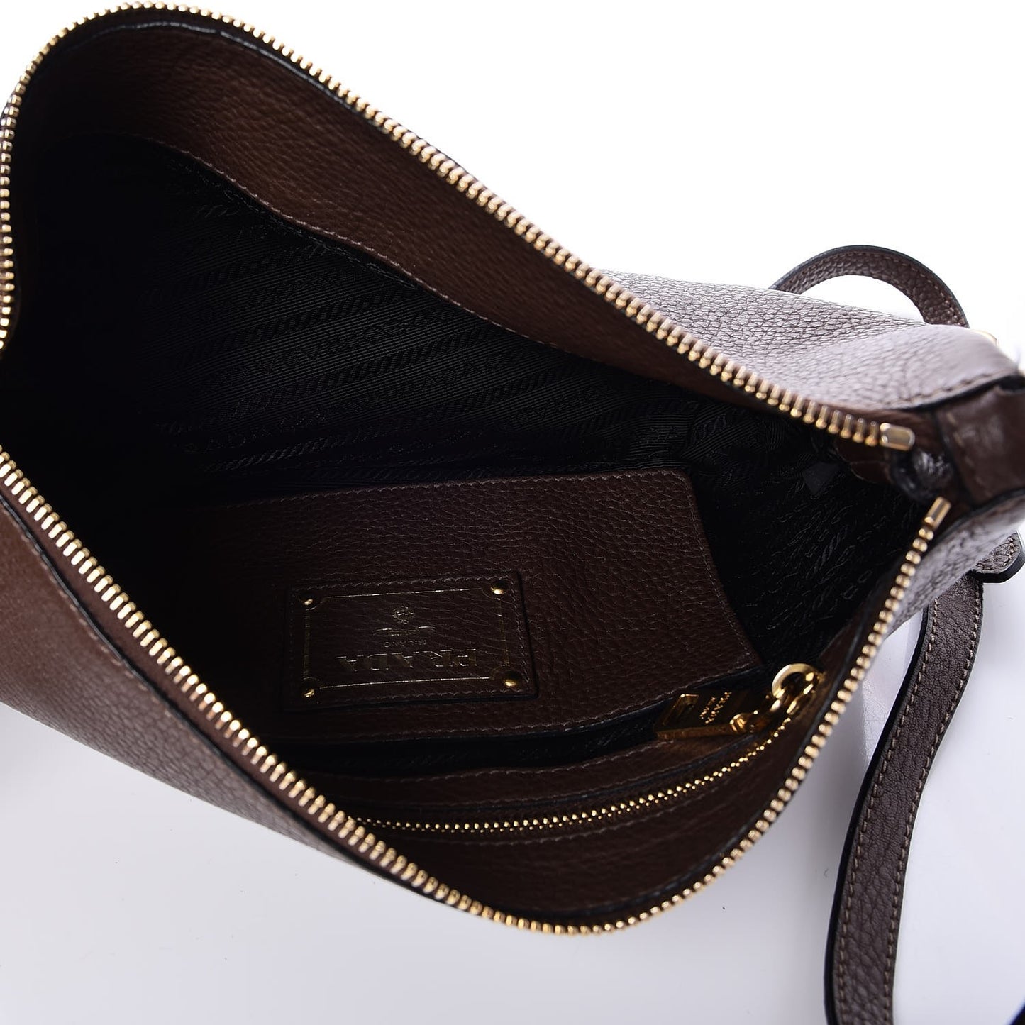 Vitello Daino Zippered Crossbody Bag Bruciato