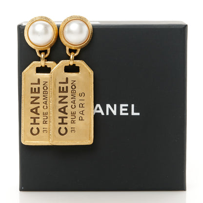 Chanel Pearl CC Tags Drop Earrings Gold 5 of 5