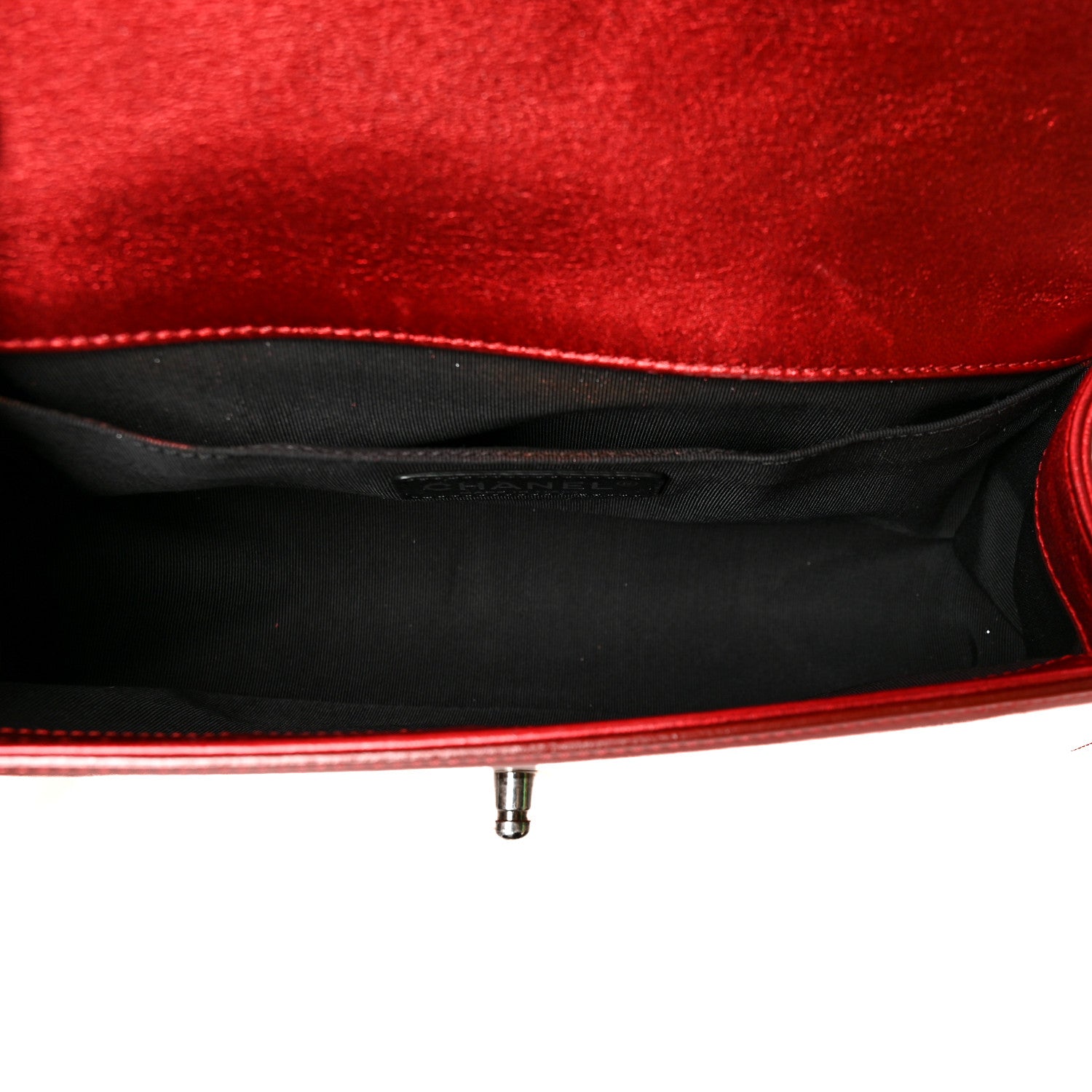 Chanel Metallic Patent Calfskin Quilted Medium Boy Flap Red 4 of 12