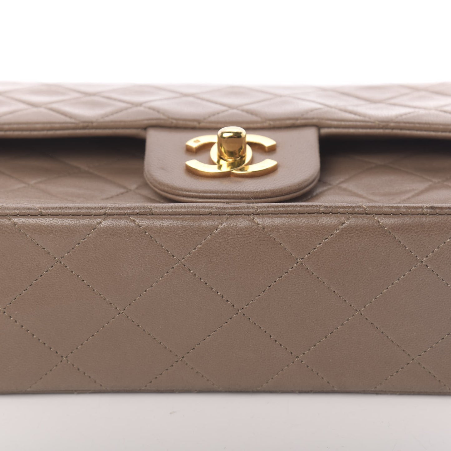Lambskin Quilted Small Double Flap Beige
