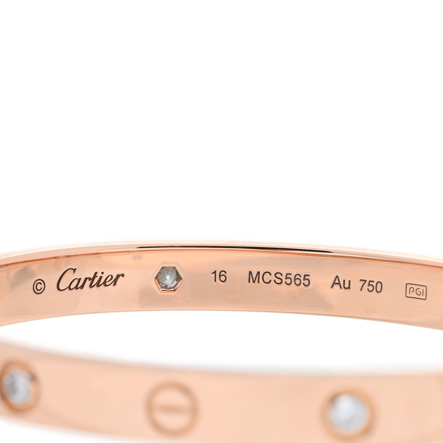 Cartier 18K Pink Gold 4 Diamond LOVE Bracelet 16 3 of 5