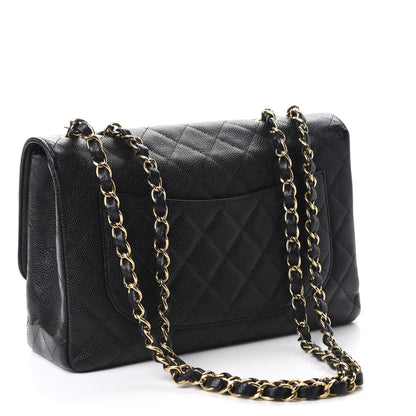 Chanel Caviar Quilted Jumbo Single Flap Black 3 of 12