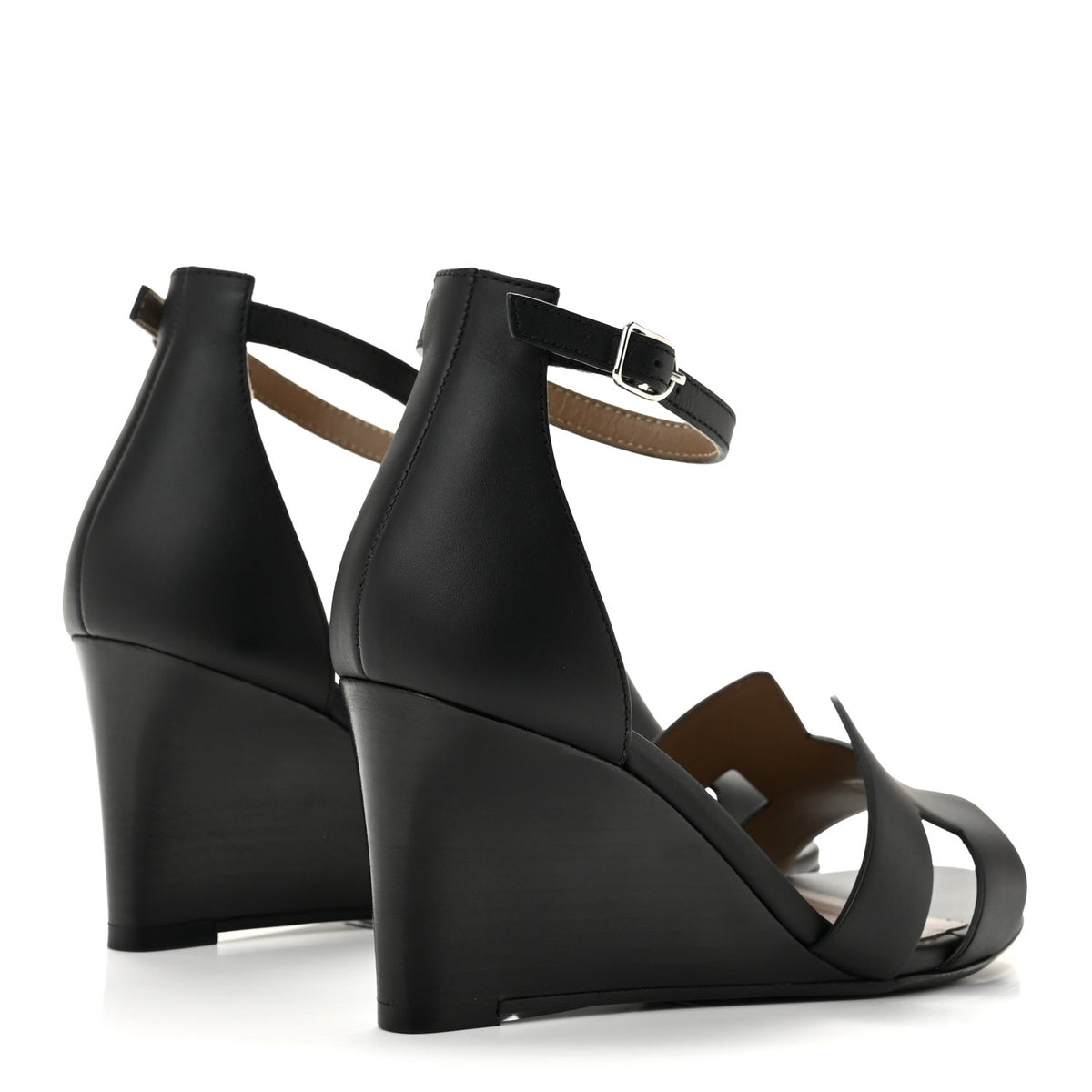 Hermes Calfskin Legend Wedge Sandals 36.5 Black 5 of 11