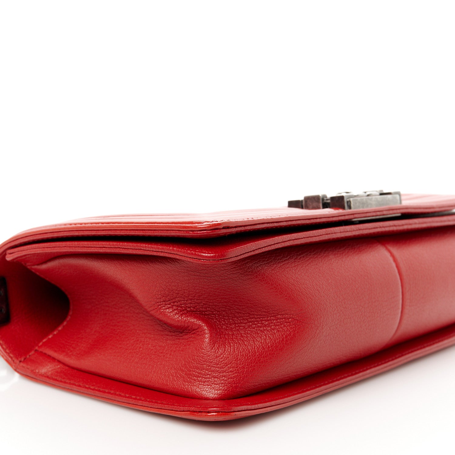 Chanel Goatskin Quilted Patent Medium Duo Boy Flap Red 10 of 10