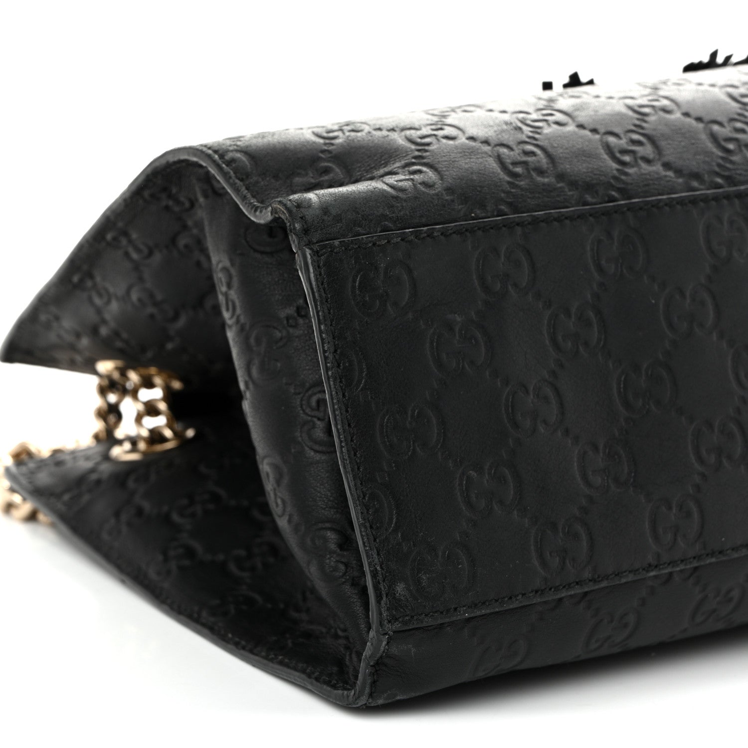 Gucci Guccissima Large Emily Chain Shoulder Bag Black 9 of 10