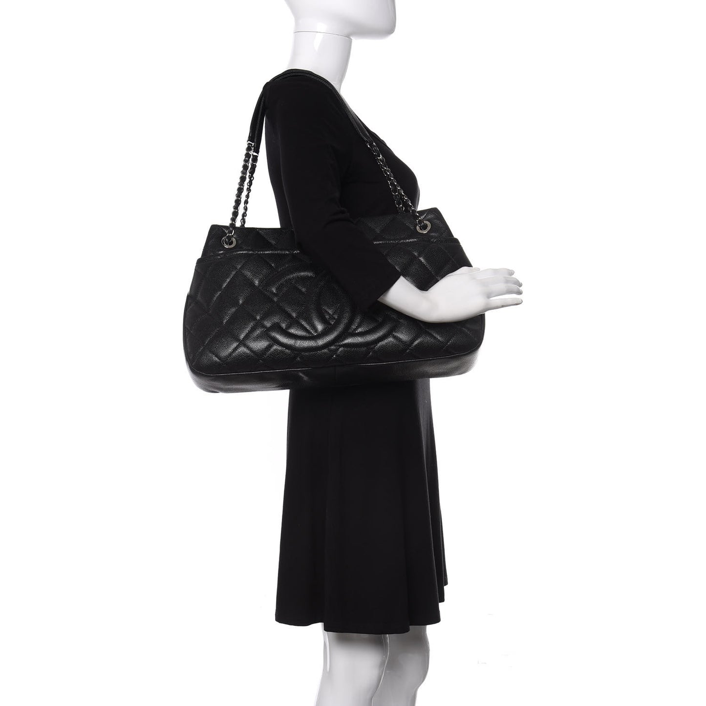 Caviar Quilted Timeless CC Soft Tote Black