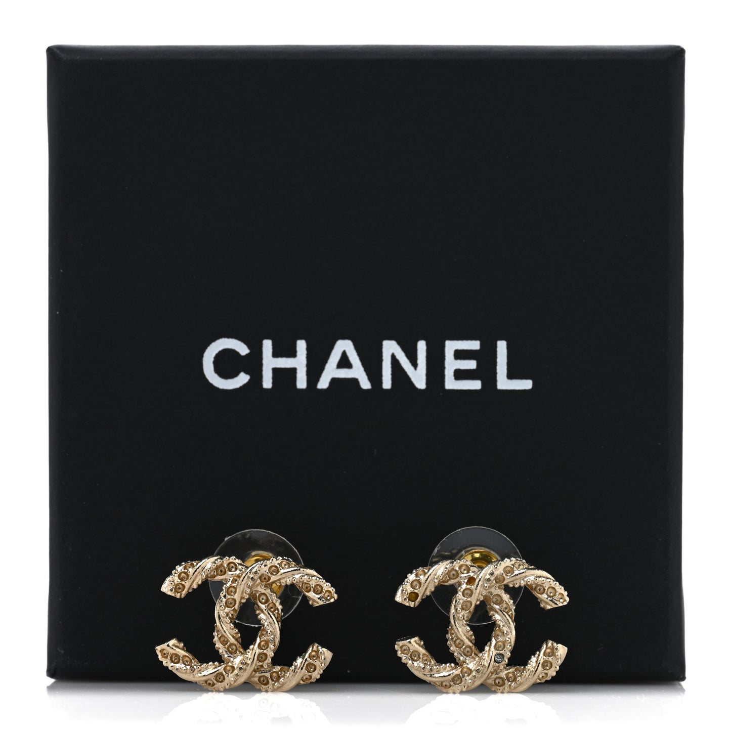 Crystal Twisted CC Earrings Gold