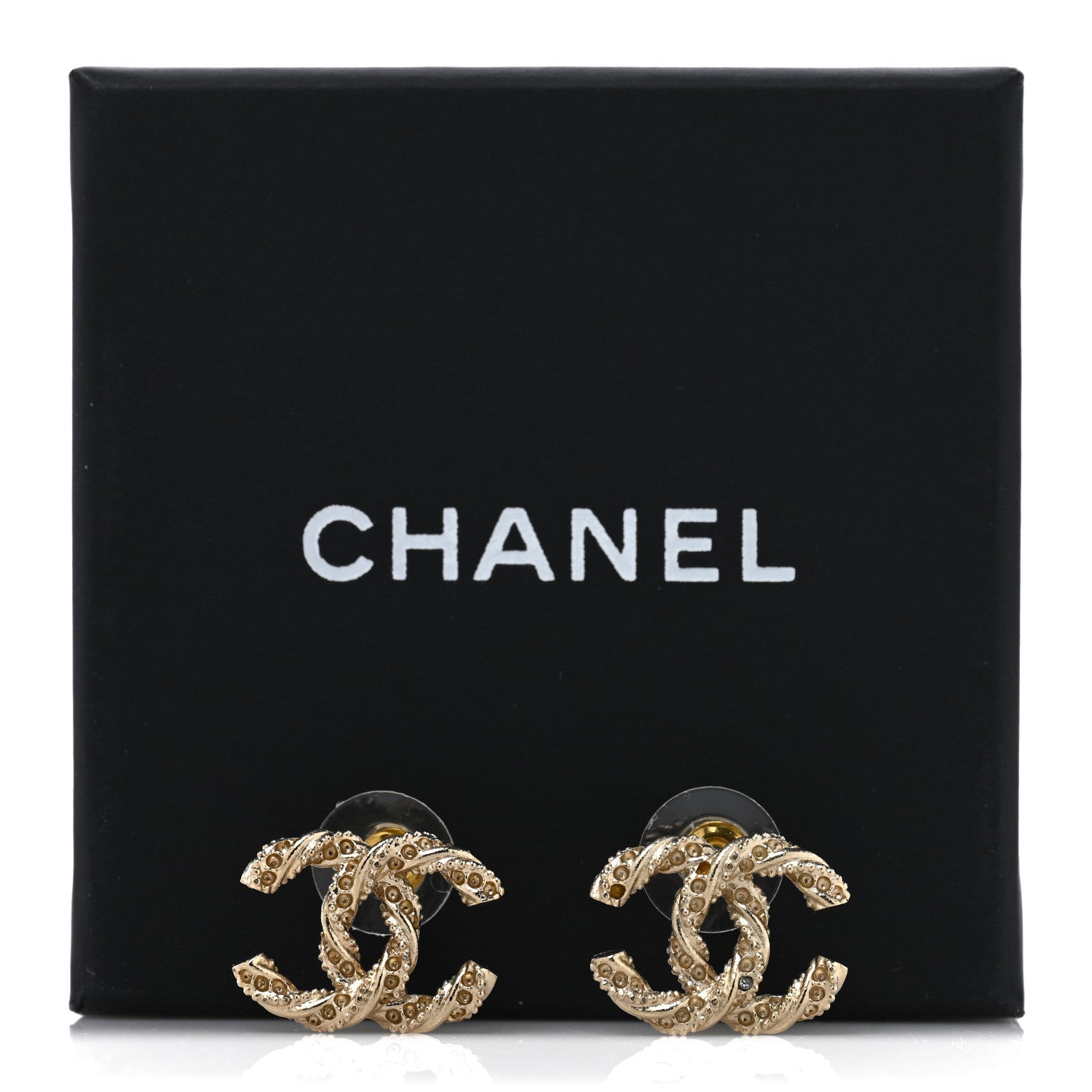 Chanel Crystal Twisted CC Earrings Gold 5 of 5