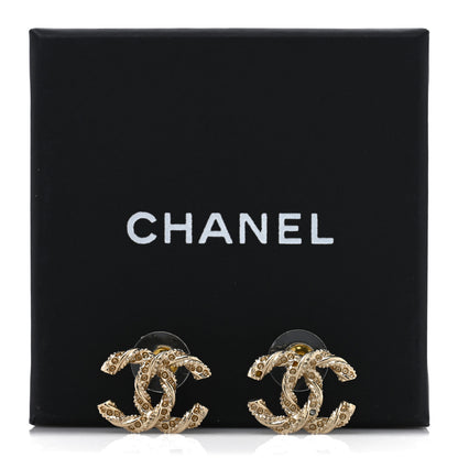 Chanel Crystal Twisted CC Earrings Gold 5 of 5