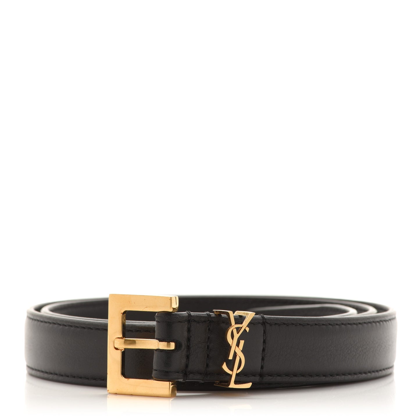 Calfskin Monogram Narrow Square Buckle Belt 75 30 Black