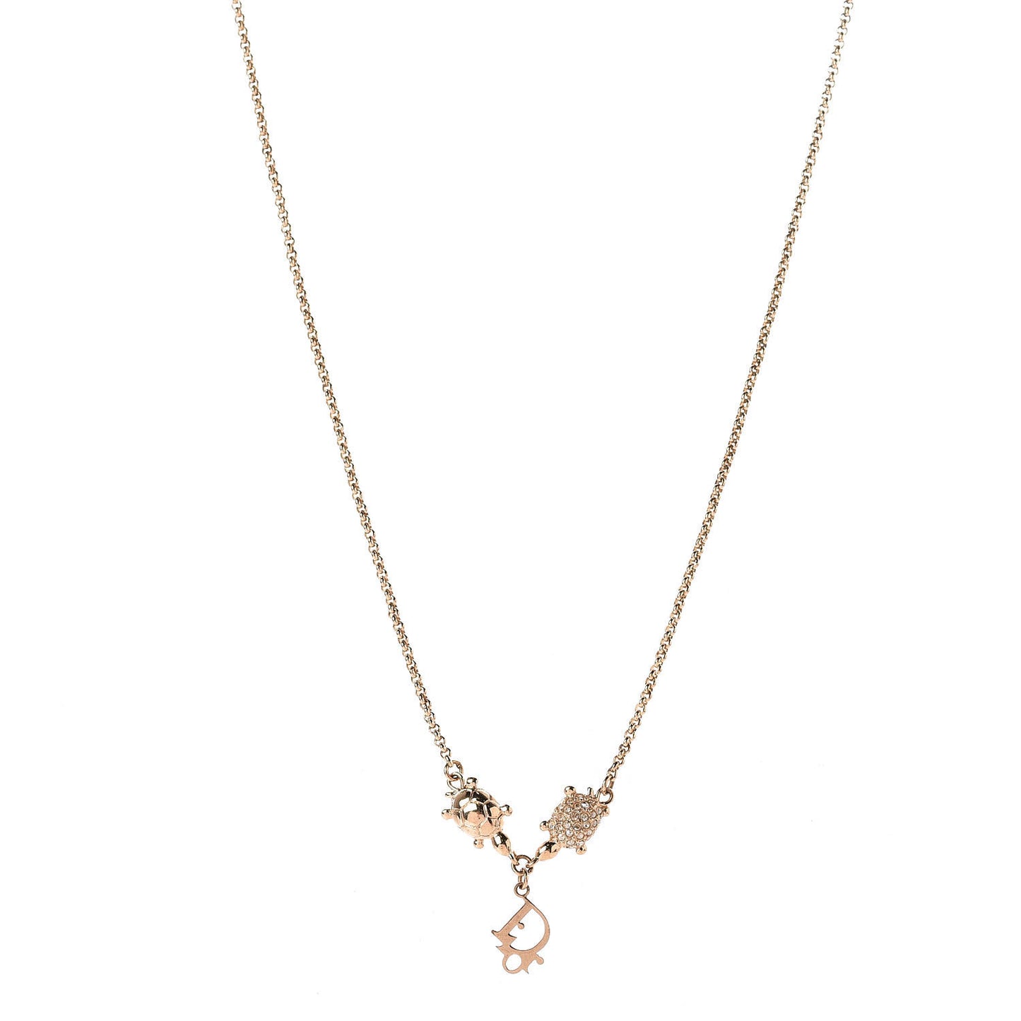 Metal Crystal Turtles Necklace Gold