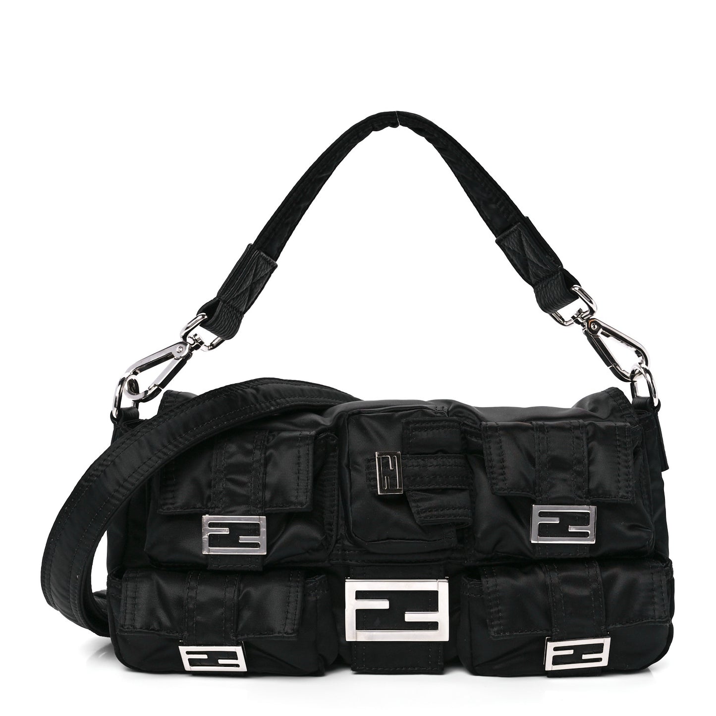 Econyl Cuoio Romano Multipocket Baguette Black