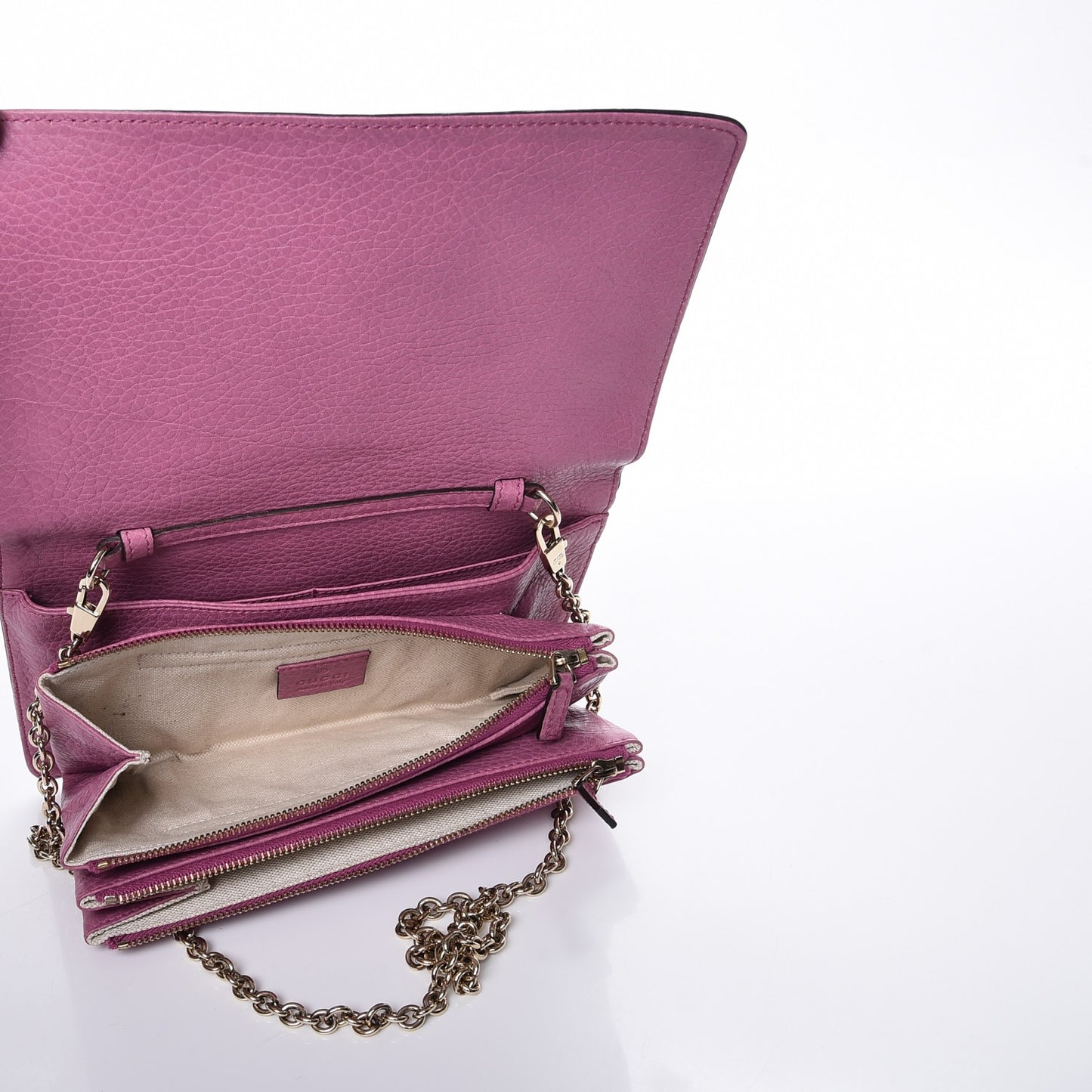 Pebbled Calfskin Piston Broadway Evening Bag Fresia Rose